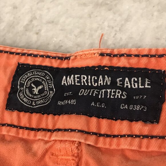 American Eagle Outfitters Shorts Mens 44 Orange Prep Chino Flat Front Summer - Picture 8 of 10